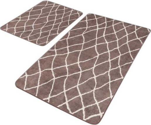 Hnědé sametové koupelnové předložky v sadě 2 ks 60x100 cm – Mila Home Mila Home