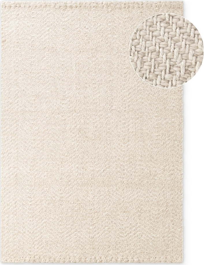 Krémový/slonovinový ručně tkaný koberec s příměsí vlny 120x170 cm Majoli – Elle Decoration Elle Decoration