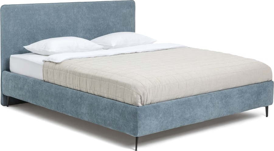 Modrá čalouněná dvoulůžková postel s matrací/s roštem 160x200 cm Noira Slim – Bonami Selection Bonami Selection