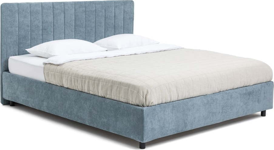 Modrá čalouněná dvoulůžková postel s úložným prostorem s roštem 160x200 cm Myra Slim Line – Bonami Selection Bonami Selection