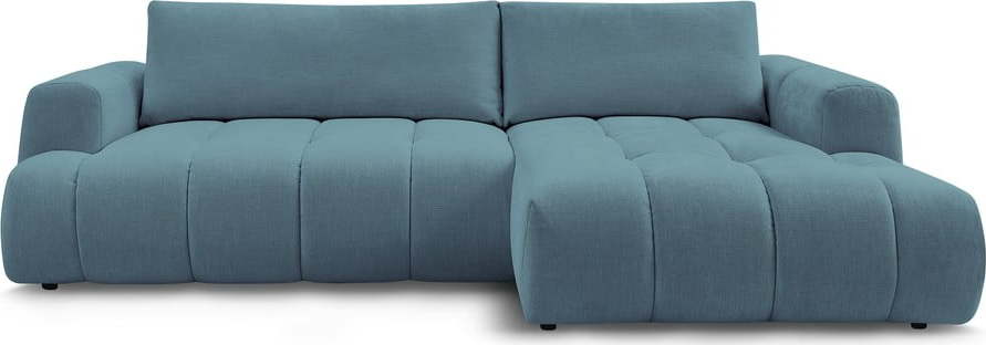 Modrá rozkládací/s úložným prostorem rohová pohovka (pravý roh/s lenoškou) Fuji – Bobochic Paris Bobochic Paris