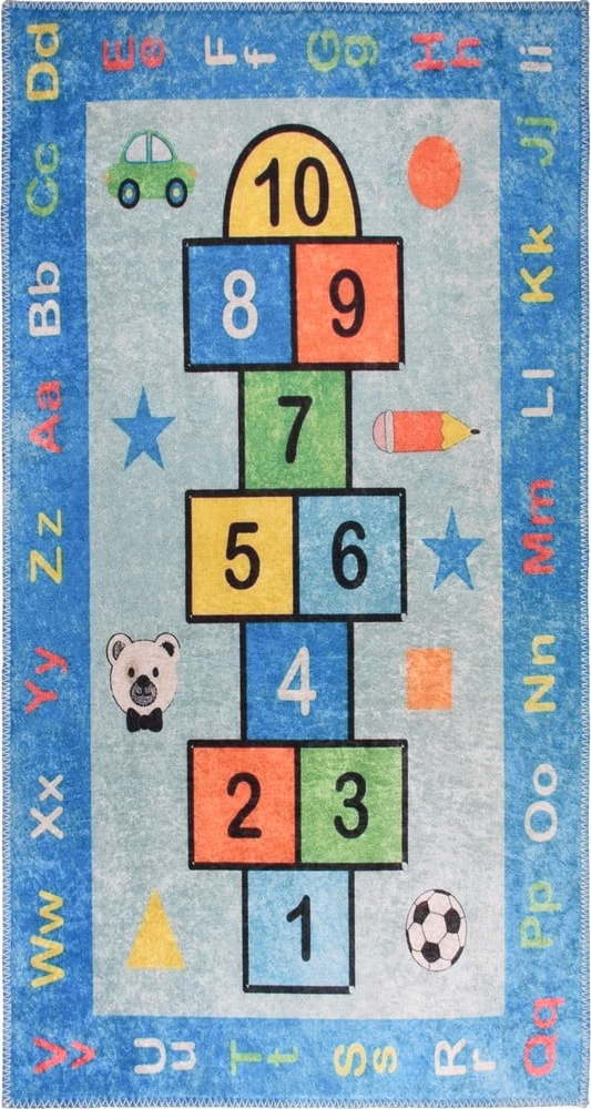 Modrý pratelný dětský hrací koberec 80x120 cm Hopscotch Blue – Vitaus Vitaus
