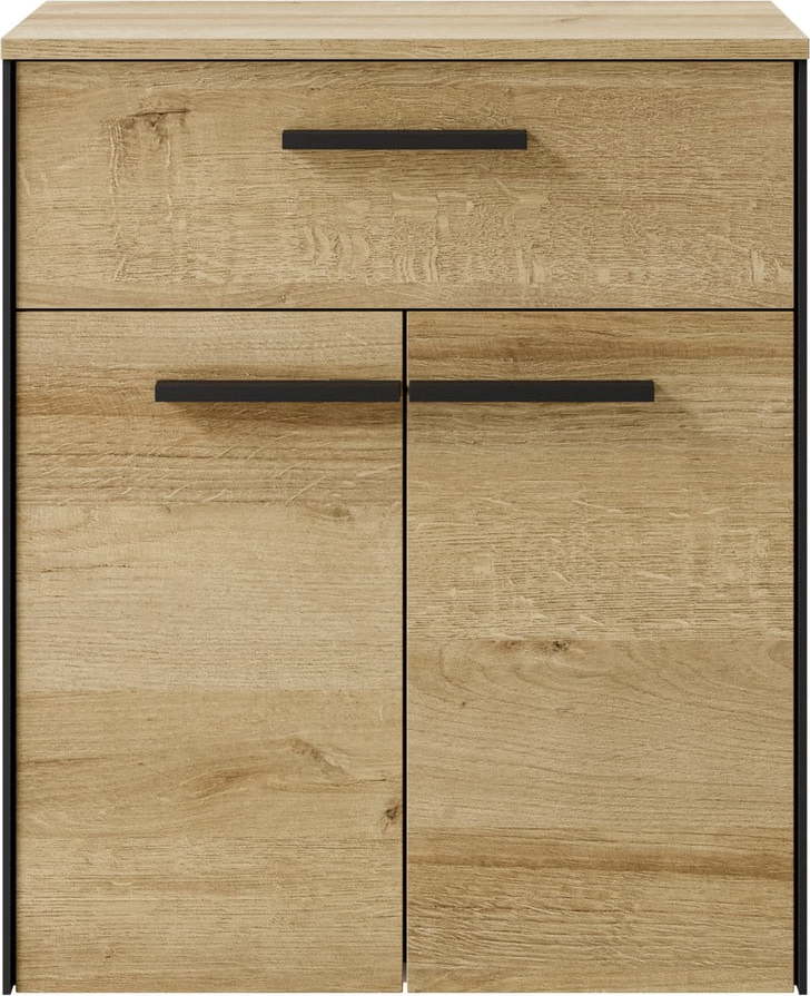 Nízká/závěsná koupelnová skříňka v dekoru dubu v přírodní barvě 72x60 cm Quickset 395 – Pelipal Pelipal
