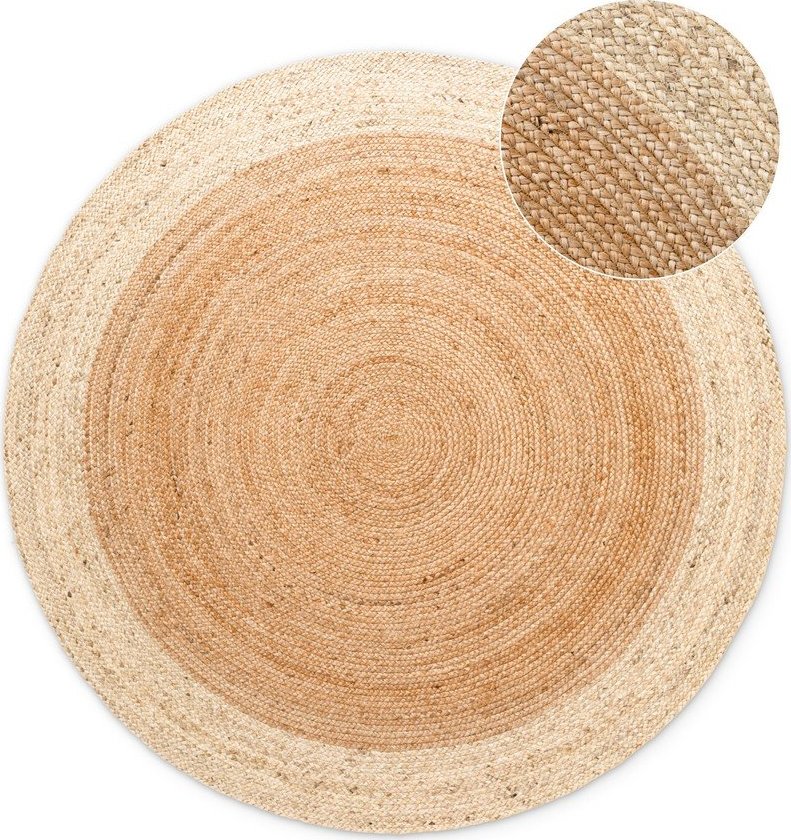 Oboustranný/ručně tkaný jutový kulatý koberec v přírodní barvě ø 160 cm Jutta Gold – Hanse Home Hanse Home
