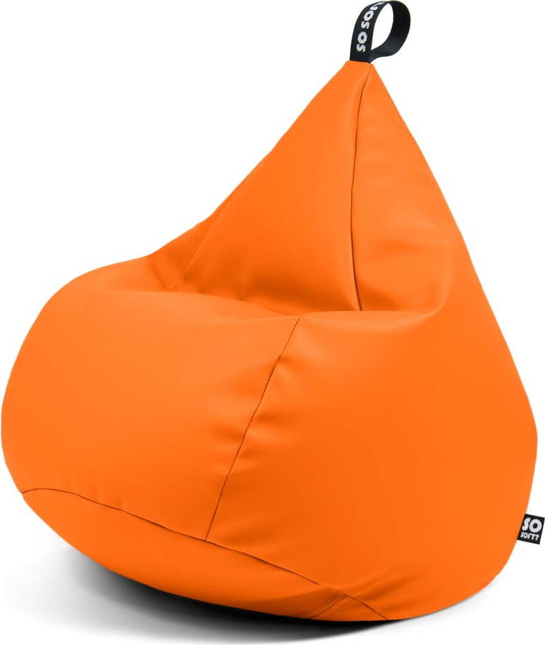 Oranžový sedací vak z imitace kůže Drop L – So Soft? So Soft?