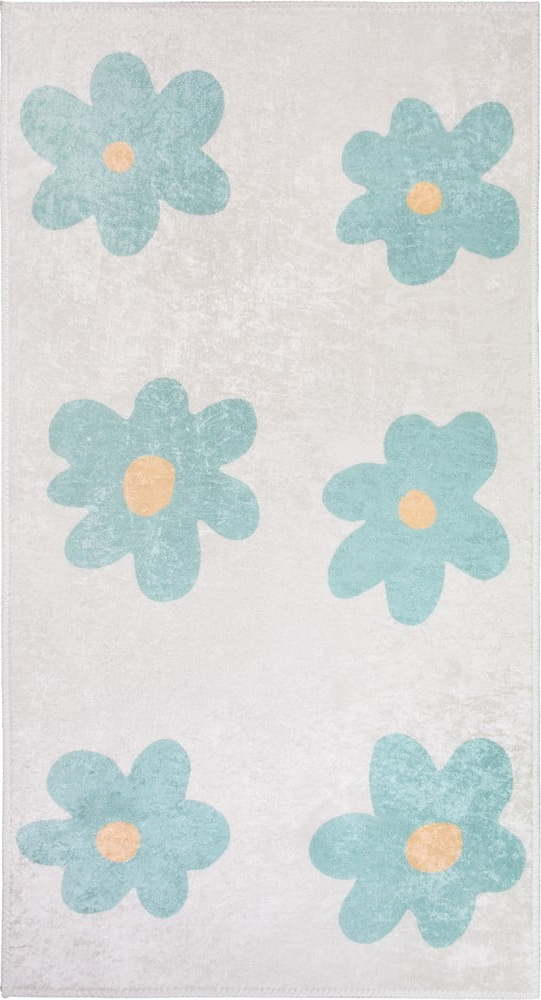 Pratelný dětský koberec v mentolové barvě/slonovinový 160x230 cm Cute Flowers Green – Vitaus Vitaus