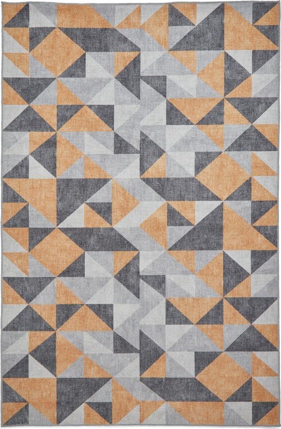Pratelný koberec v okrově žluté a šedé barvě 61x120 cm Coral Yellow&Grey – Think Rugs Think Rugs