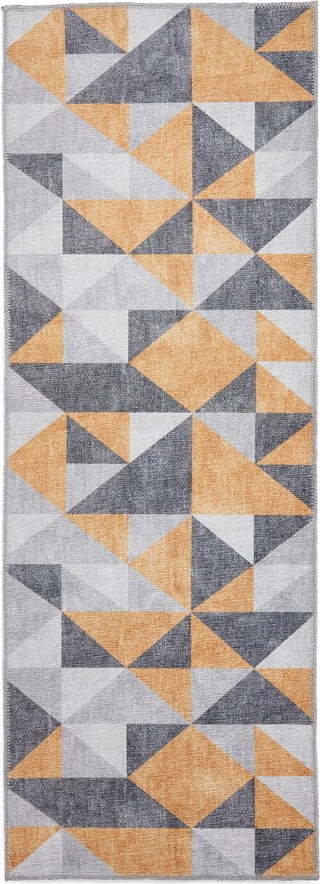 Pratelný koberec v okrově žluté a šedé barvě 76x230 cm Coral Yellow&Grey – Think Rugs Think Rugs
