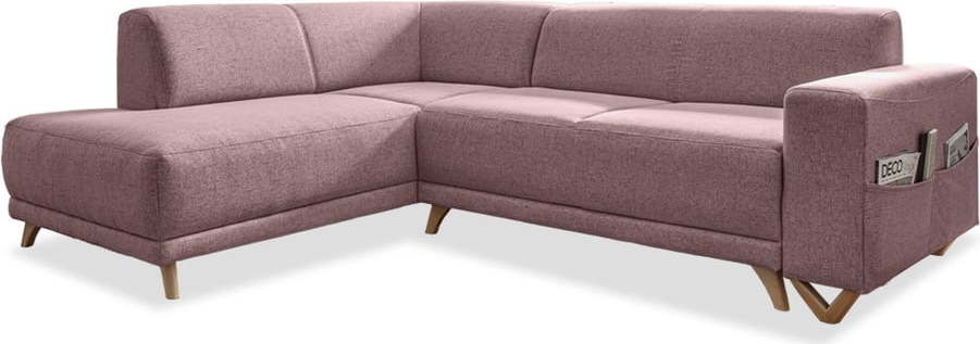 Růžová rozkládací/s úložným prostorem rohová pohovka (levý roh/do L) Classy Sophie – Miuform Miuform