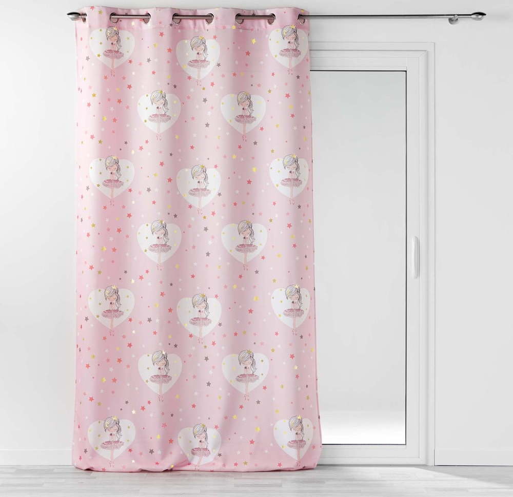 Růžový dětský závěs 140x260 cm Petite Etoile – douceur d'intérieur Douceur d intérieur