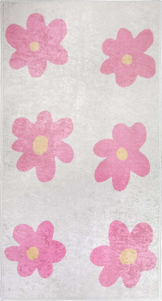 Růžový/slonovinový pratelný dětský koberec 160x230 cm Cute Flowers Pink – Vitaus Vitaus