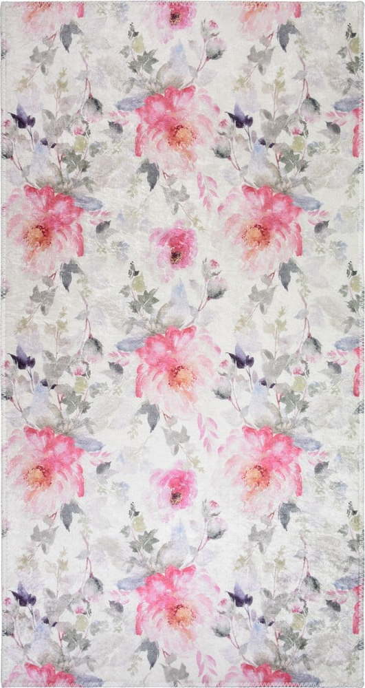 Růžový/slonovinový pratelný koberec 80x150 cm Pink Garden – Vitaus Vitaus