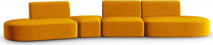 Sametová pohovka v hořčicové barvě levý roh 428 cm Paolo – Milo Casa Milo Casa