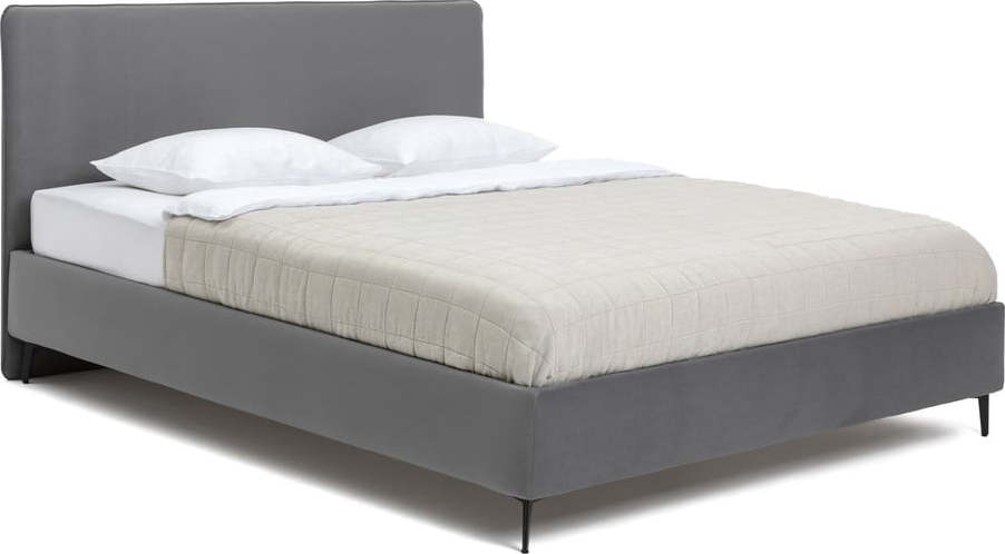 Šedá čalouněná dvoulůžková postel s matrací/s roštem 180x200 cm Noira Slim – Bonami Selection Bonami Selection