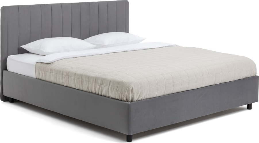 Šedá čalouněná dvoulůžková postel s úložným prostorem s matrací/s roštem 180x200 cm Myra Slim Line – Bonami Selection Bonami Selection