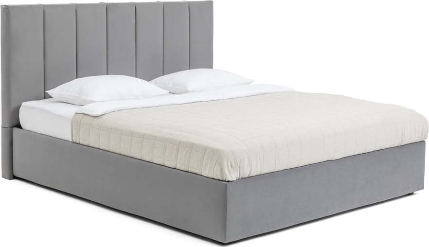 Šedá čalouněná dvoulůžková postel s úložným prostorem s roštem 180x200 cm Thessa Bold Line – Bonami Selection Bonami Selection