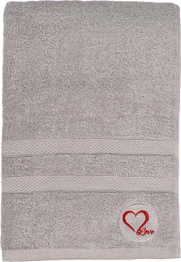 Šedá froté bavlněná osuška 70x140 cm Love – Foutastic Foutastic