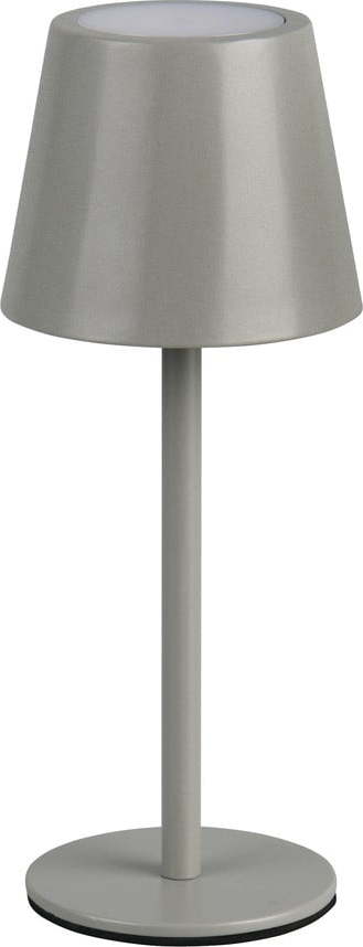 Šedá LED stolní lampa s kovovým stínidlem (výška 21 cm) Diaz – Trio TRIO
