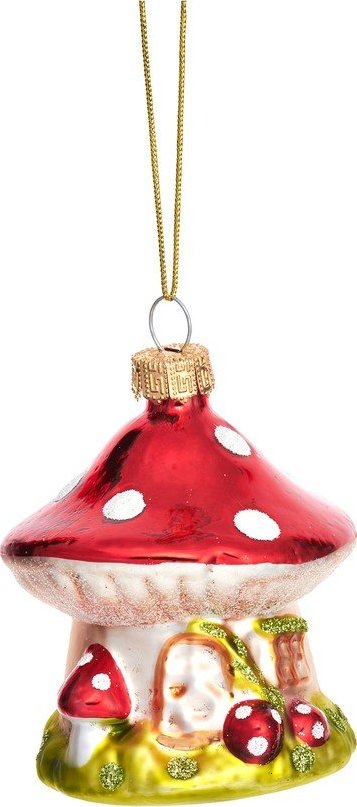 Skleněná ručně vyrobená vánoční ozdoba ø 6 cm Mushroom House – Sass & Belle Sass & Belle