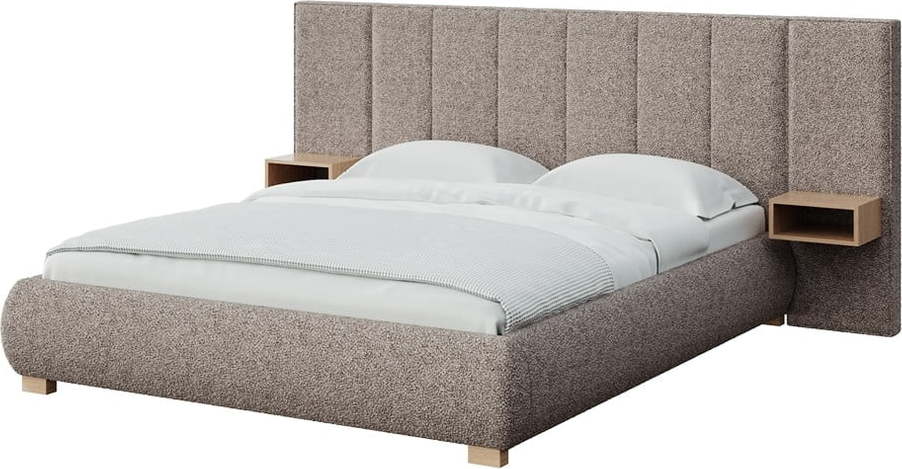 Světle hnědá čalouněná dvoulůžková postel s roštem 160x200 cm Fioro – MESONICA MESONICA