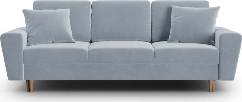 Světle modrá sametová rozkládací/s úložným prostorem pohovka 235 cm Kyoto – Cosmopolitan Design Cosmopolitan design