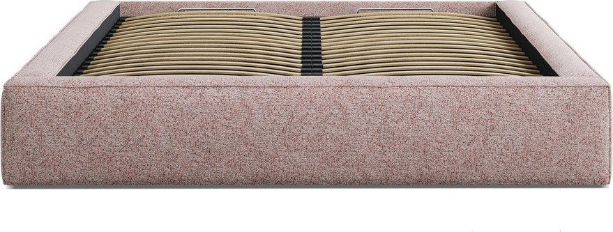 Světle růžová čalouněná dvoulůžková postel s úložným prostorem s roštem 140x200 cm Simon – Micadoni Micadoni