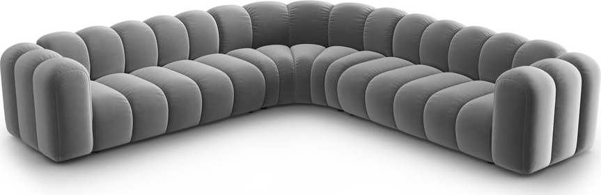 Světle šedá sametová modulární rohová pohovka Lupine – Micadoni Micadoni