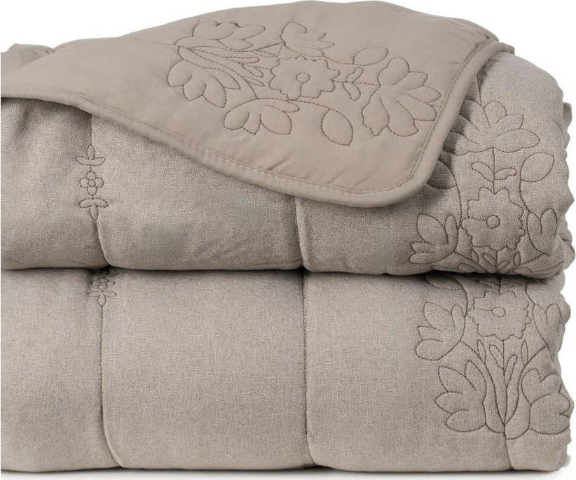 Taupe prošívaný přehoz 240x260 cm – Ixia Ixia