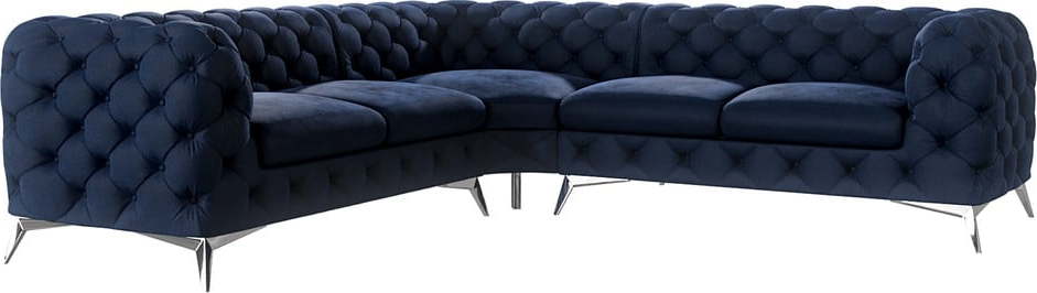 Tmavě modrá sametová rohová pohovka Chelsea – Ropez Ropez