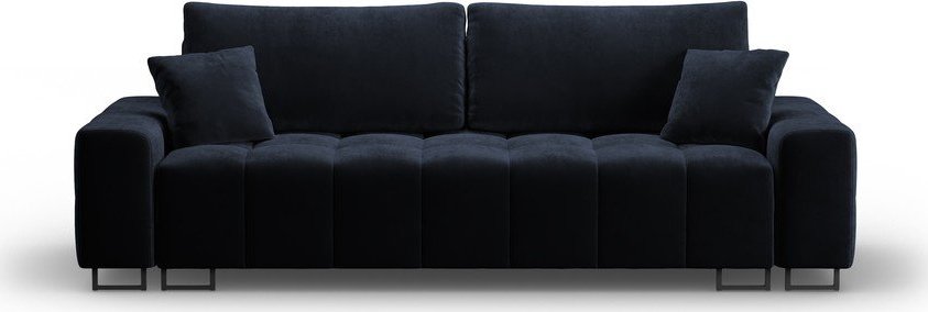 Tmavě modrá sametová rozkládací pohovka s úložným prostorem 250 cm Wicklow – Cosmopolitan Design Cosmopolitan design