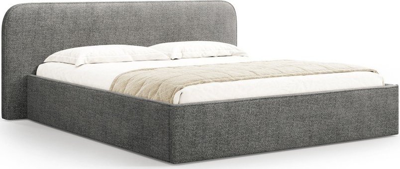 Tmavě šedá čalouněná dvoulůžková postel s úložným prostorem s roštem 180x200 cm Elizabeth – Micadoni Micadoni