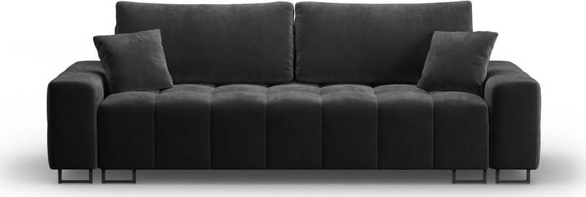 Tmavě šedá sametová rozkládací pohovka s úložným prostorem 250 cm Wicklow – Cosmopolitan Design Cosmopolitan design