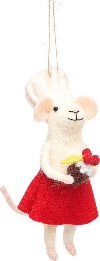 Vlněná ručně vyrobená vánoční ozdoba 14 cm Mary Baker Mouse – Sass & Belle Sass & Belle