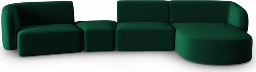 Zelená sametová rohová pohovka (pravý roh/s lenoškou) Paolo – Milo Casa Milo Casa
