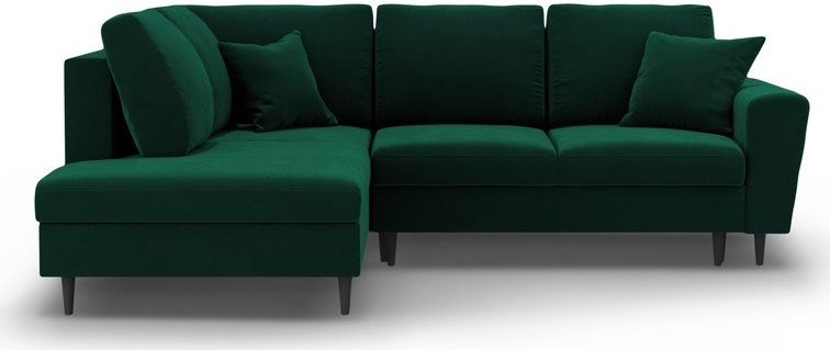 Zelená sametová rozkládací/s úložným prostorem rohová pohovka (levý roh/do L) Kyoto – Cosmopolitan Design Cosmopolitan design