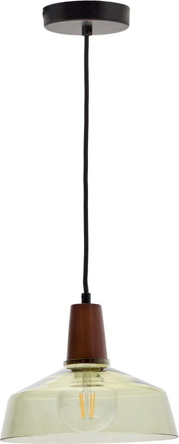 Zelené/v tmavě přírodní barvě závěsné svítidlo se skleněným stínidlem ø 40 cm Silex – Kave Home Kave Home