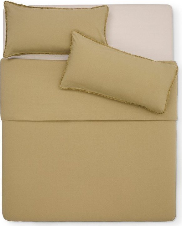 Žluté/zelené povlečení na dvoulůžko/prodloužené z bavlněného perkálu 240x220 cm Sifinia – Kave Home Kave Home