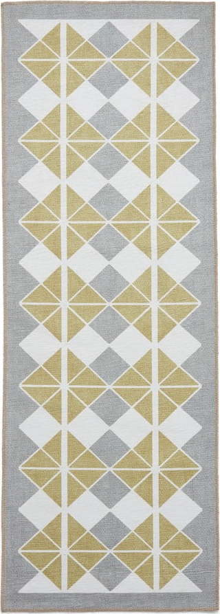 Žluto-šedý pratelný běhoun 61x170 cm Victoria Yellow – Think Rugs Think Rugs