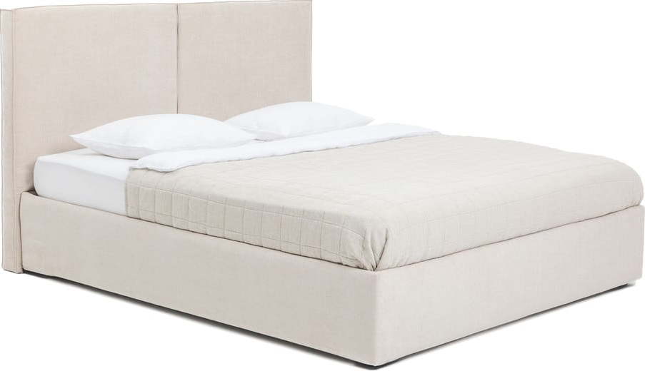 Béžová čalouněná dvoulůžková postel s úložným prostorem s roštem 180x200 cm Thessa Bold – Bonami Selection Bonami Selection