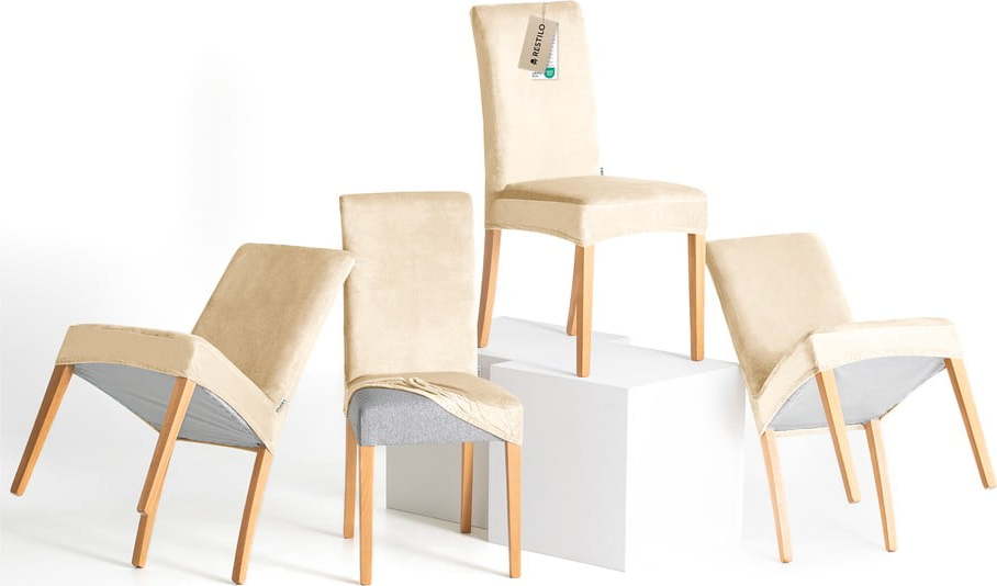 Béžové napínací potahy v sadě 4 ks na židli 48 cm Sento – Restilo Restilo