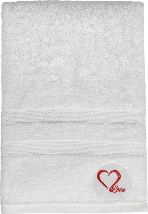 Bílá froté bavlněná osuška 70x140 cm Love – Foutastic Foutastic