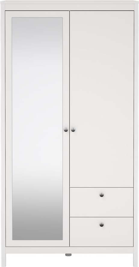 Bílá šatní skříň se zrcadlem 102x199x58 cm Madrid – Tvilum Tvilum