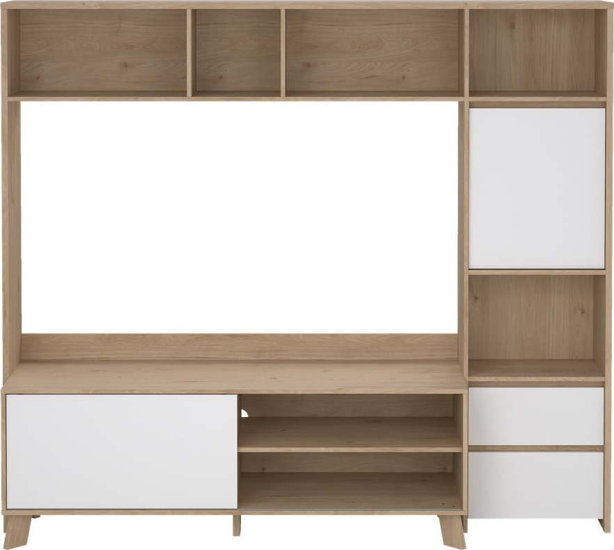 Bílá/v přírodní barvě TV sestava v dekoru dubu 209x183x48 cm Next – Tvilum Tvilum