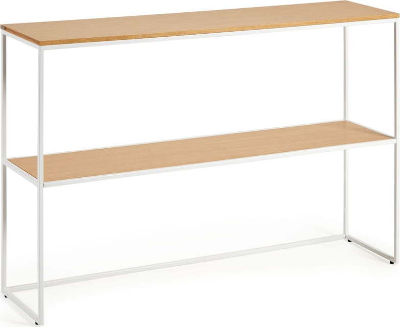 Bílý/v přírodní barvě konzolový stolek v dekoru dubu 30x120 cm Yoana – Kave Home Kave Home