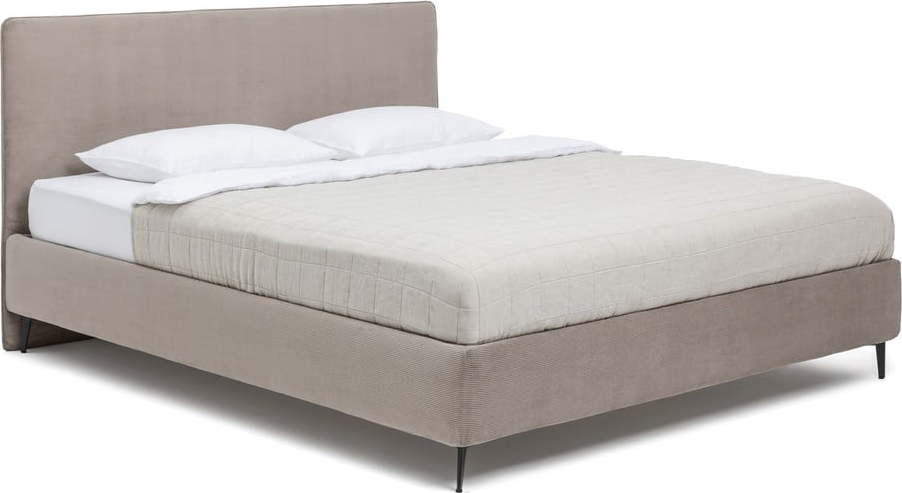 Čalouněná dvoulůžková postel taupe s matrací/s roštem 180x200 cm Noira Slim – Bonami Selection Bonami Selection