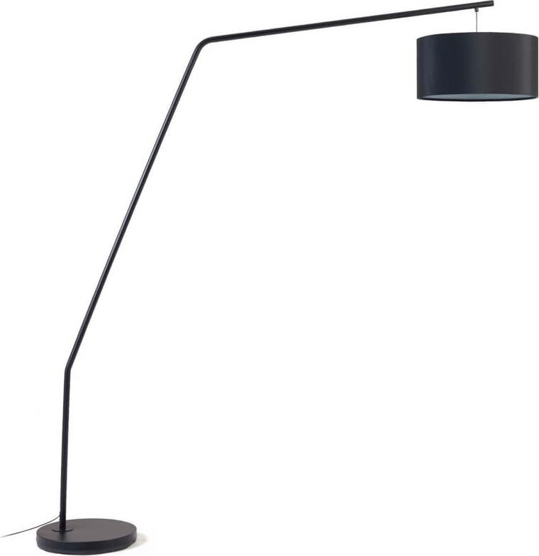 Černá stojací lampa s textilním stínidlem (výška 221