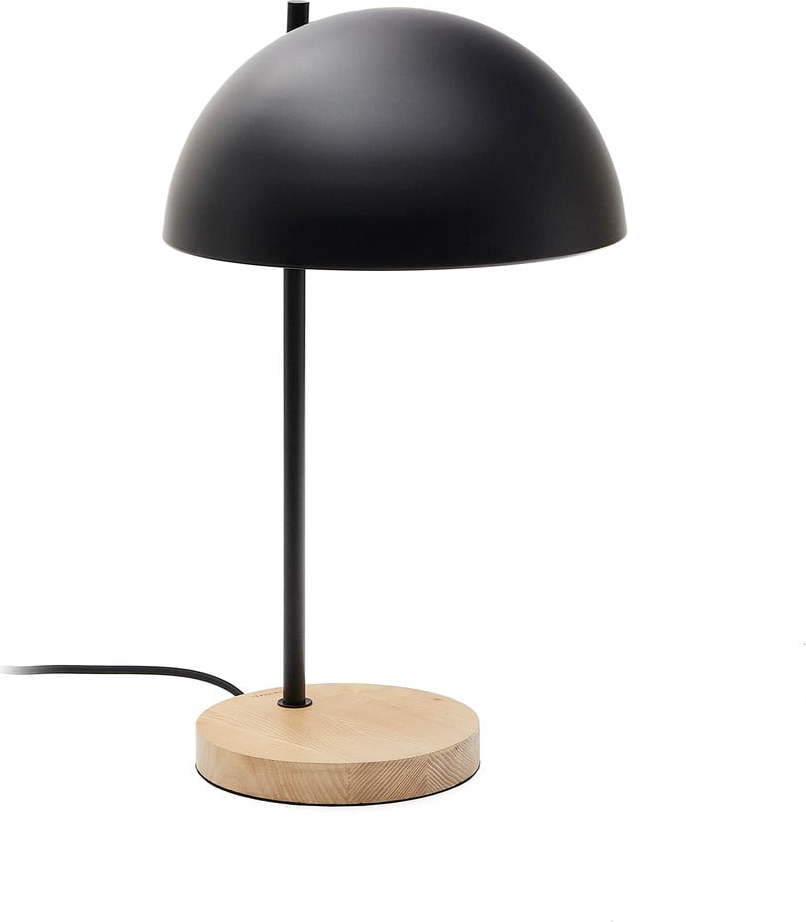 Černá/v přírodní barvě stolní lampa s kovovým stínidlem (výška 48
