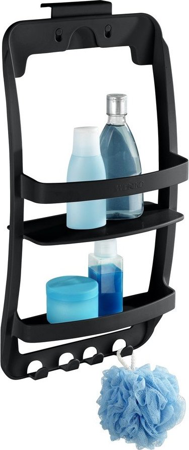 Černá závěsná/bez vrtání plastová koupelnová polička Universal – Wenko WENKO