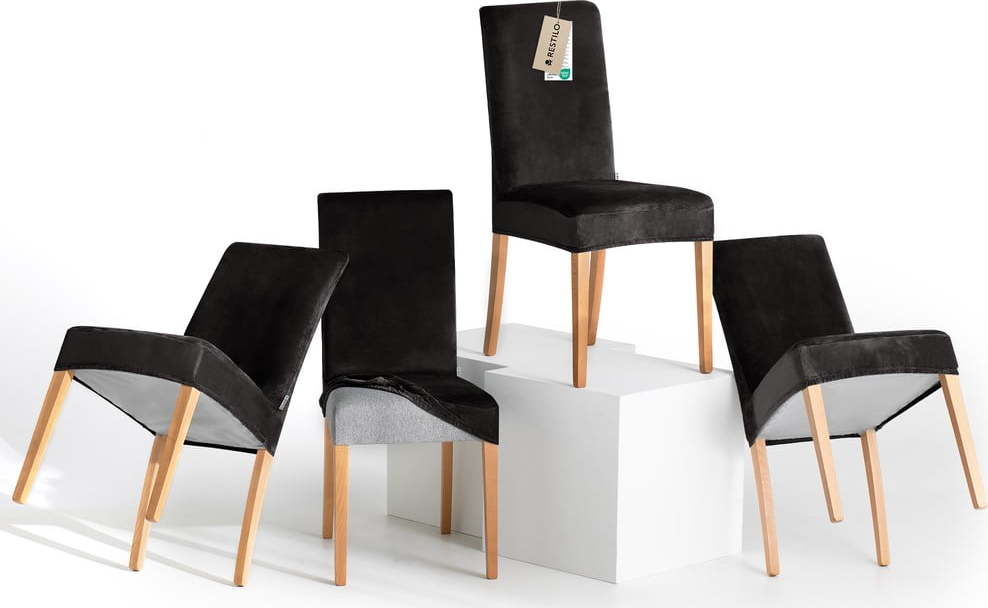 Černé napínací potahy v sadě 4 ks na židli 48 cm Sento – Restilo Restilo