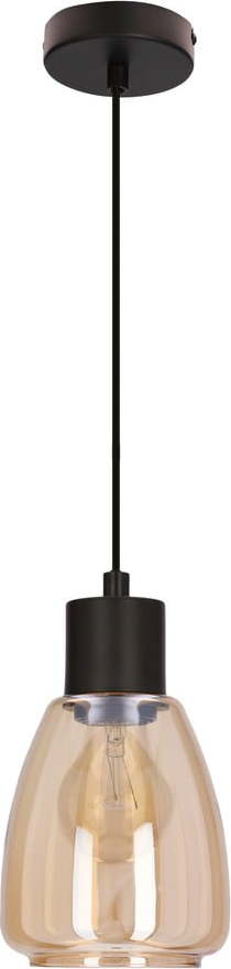 Černé závěsné svítidlo se skleněným stínidlem ø 12 cm Moldo – Candellux Lighting Candellux Lighting
